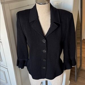 St. John Evening 4 black 3/4 sleeve crystal button jacket